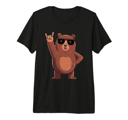 Bear Rock Funny Animal Cartoon Sunglasses T-Shirt - Novelty Apparel Unisex - T-Shirt, Sweatshirt, Hoodie