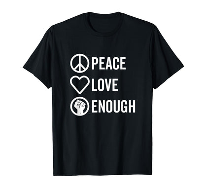 Peace Love Enough Bold Stacked Icons Dark T-Shirt - Minimalist Print Unisex - T-Shirt, Sweatshirt, Hoodie