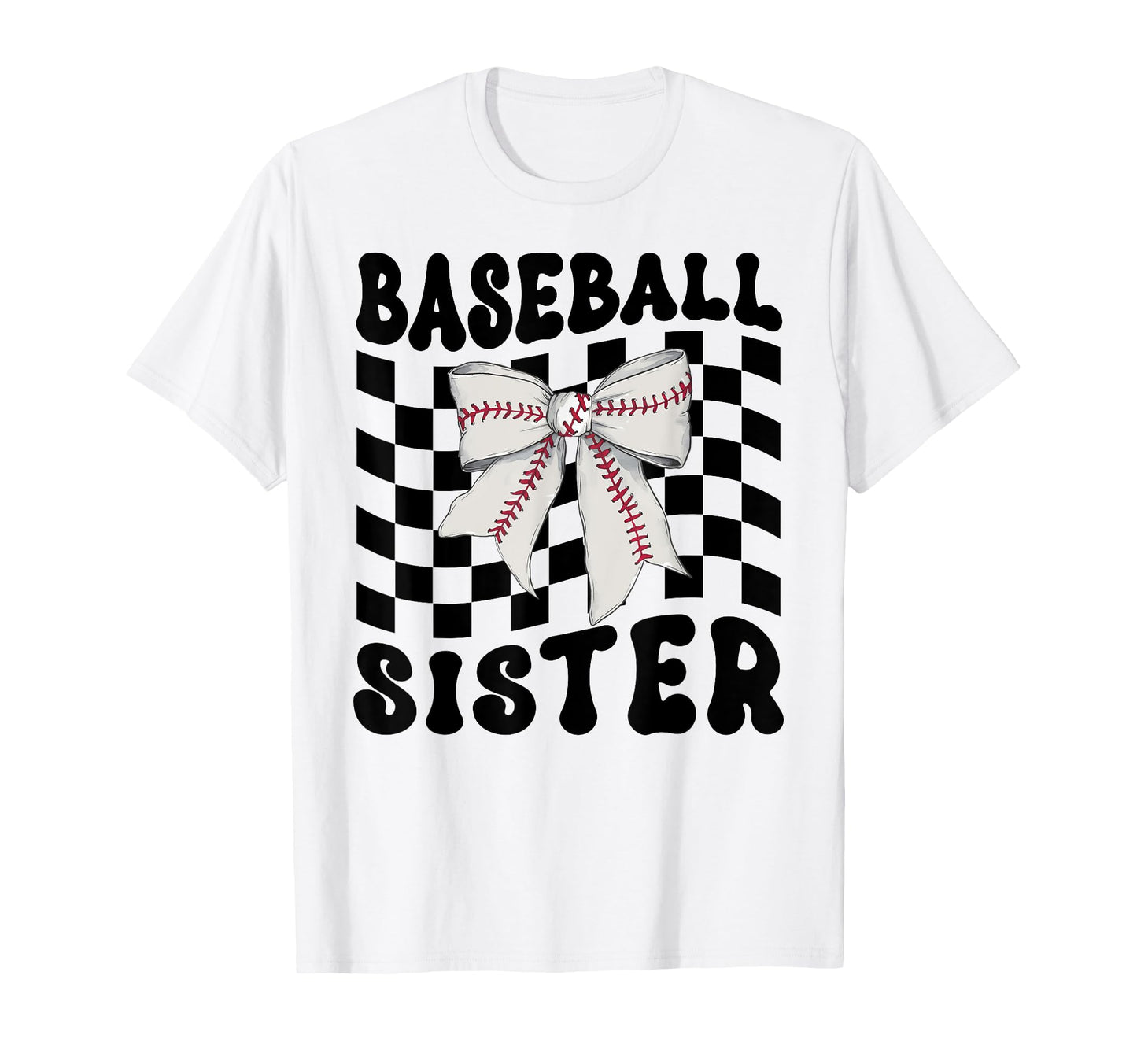 Baseball Sister Coquette Bow Funny Game Day T-Shirt - Graphic Print Unisex - T-Shirt, Sweatshirt, Hoodie