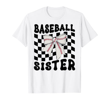 Baseball Sister Coquette Bow Funny Game Day T-Shirt - Graphic Print Unisex - T-Shirt, Sweatshirt, Hoodie