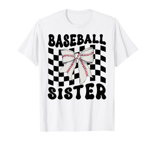Baseball Sister Coquette Bow Funny Game Day T-Shirt - Graphic Print Unisex - T-Shirt, Sweatshirt, Hoodie