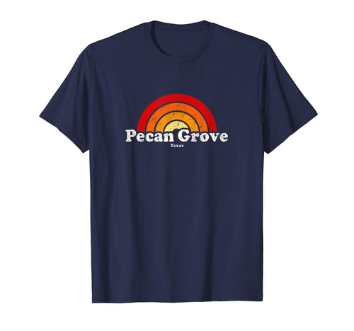 Pecan Grove Texas Tx 70S Rainbow T-Shirt - Minimalist Print Unisex - T-Shirt, Sweatshirt, Hoodie
