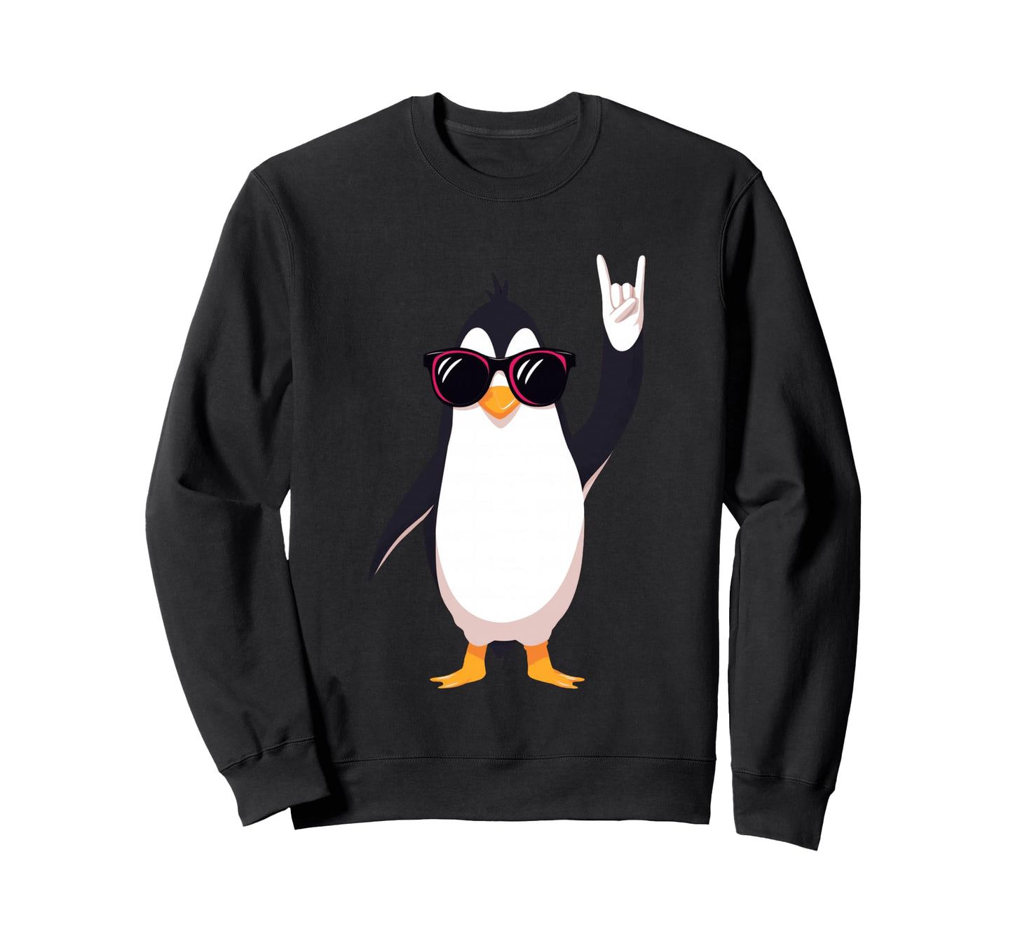 Penguin Rock Hand Sign Sweatshirt - Fun Novelty Design Men Women - T-Shirt, Sweatshirt, Hoodie