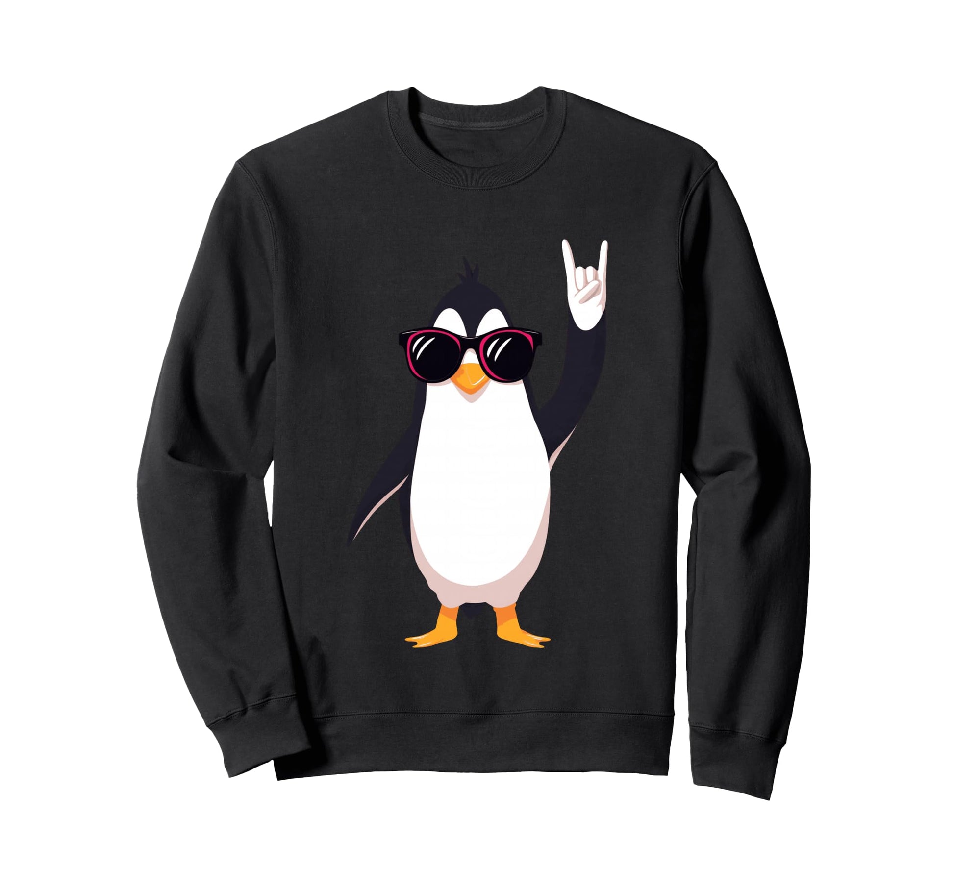Penguin Rock Hand Sign Sweatshirt - Fun Novelty Design Men Women - T-Shirt, Sweatshirt, Hoodie