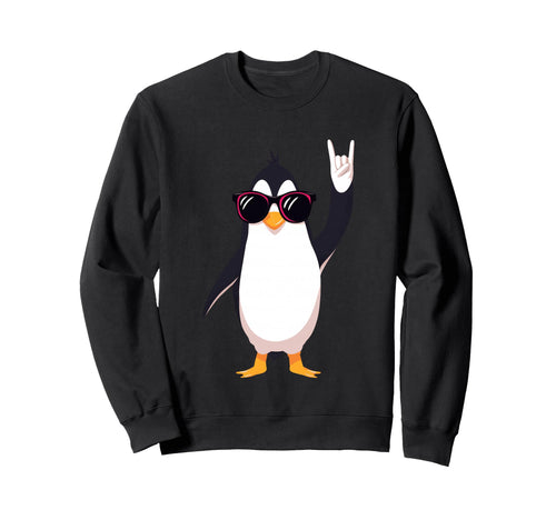 Penguin Rock Hand Sign Sweatshirt - Fun Novelty Design Men Women - T-Shirt, Sweatshirt, Hoodie
