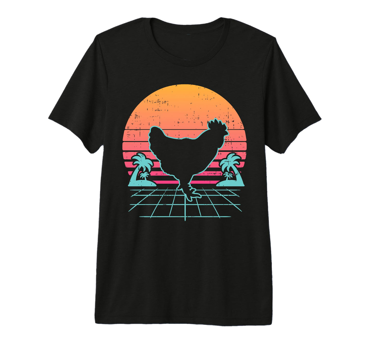 Chicken Vaporwave Aesthetic Farm T-Shirt - Custom Art Print Men Women - T-Shirt, Sweatshirt, Hoodie