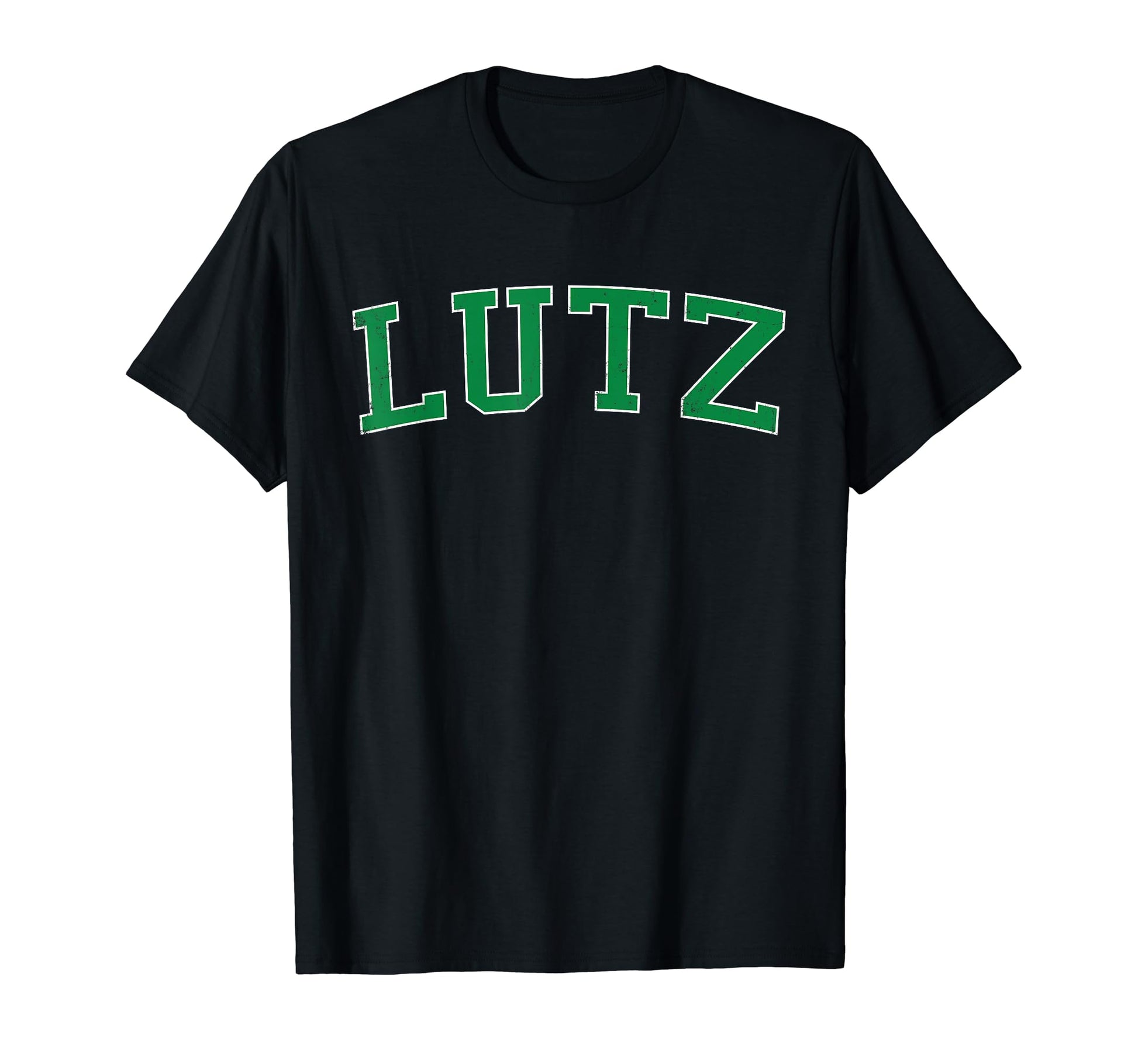 Lutz Fl Distressed Green Varsity T-Shirt - Novelty Apparel Unisex - T-Shirt, Sweatshirt, Hoodie