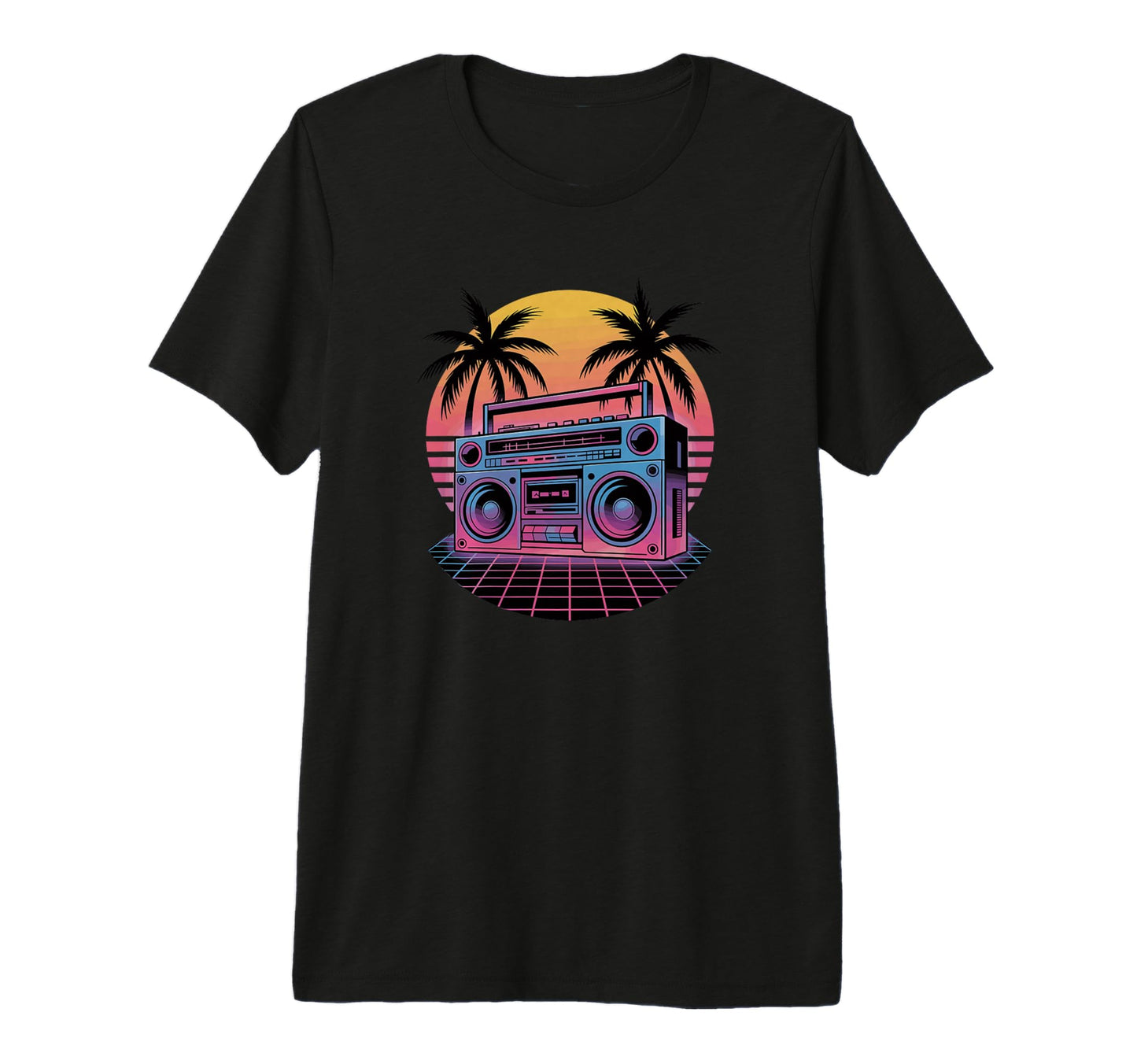 Beach Palm Boombox Old School 80S Music T-Shirt - Aesthetic Graphic Unisex - T-Shirt, Sweatshirt, Hoodie