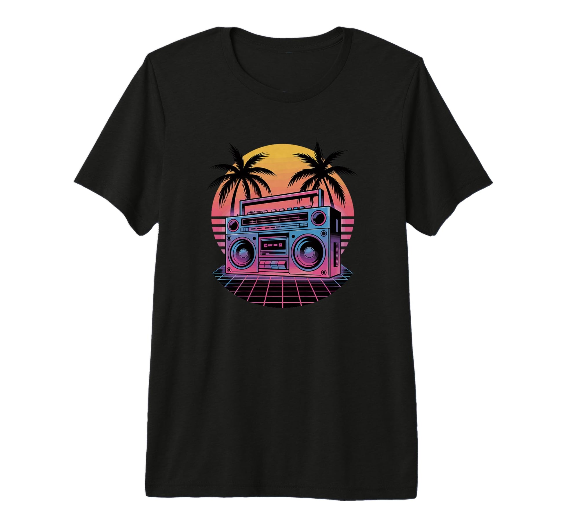 Beach Palm Boombox Old School 80S Music T-Shirt - Aesthetic Graphic Unisex - T-Shirt, Sweatshirt, Hoodie