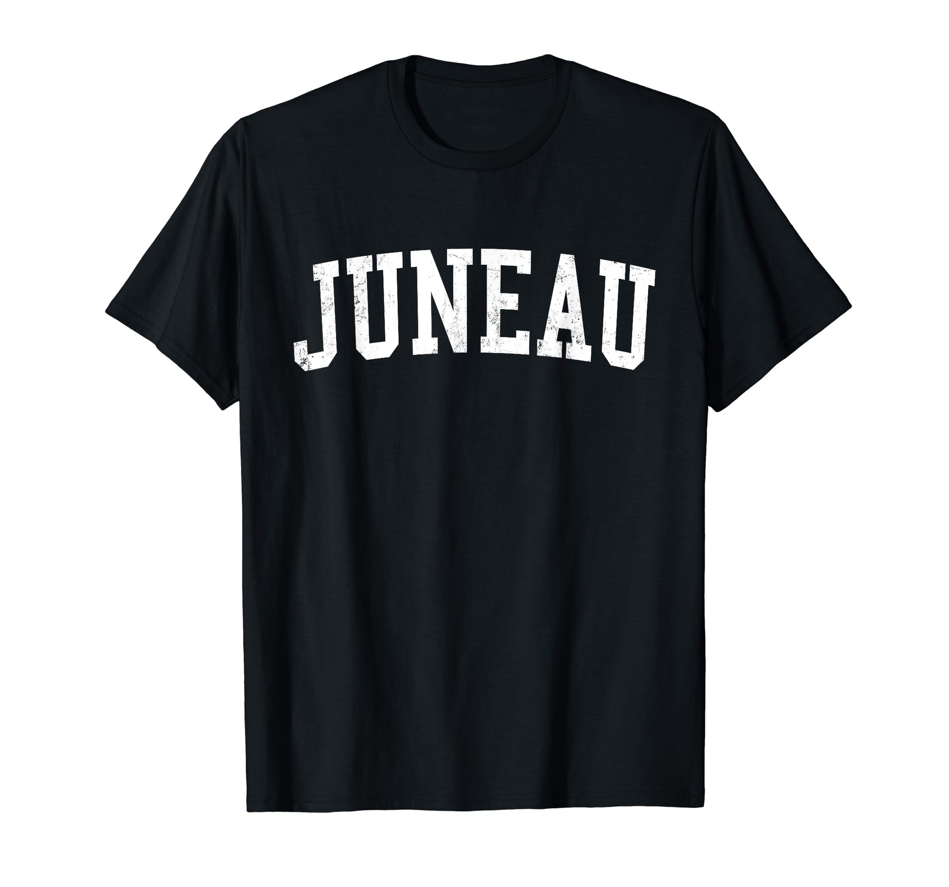 Juneau Ak Distressed White Varsity T-Shirt - Minimalist Print Unisex - T-Shirt, Sweatshirt, Hoodie