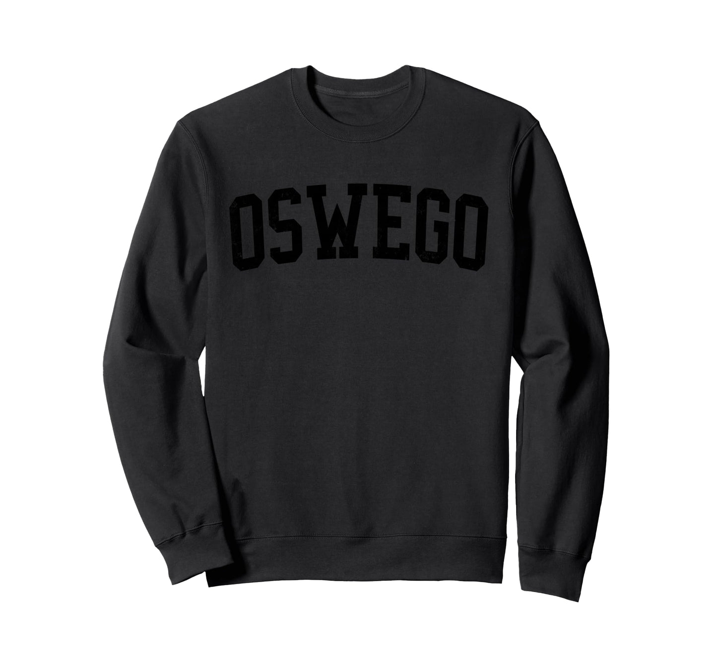 Oswego Il Distressed Black Sweatshirt - Casual Everyday Wear Men Women - T-Shirt, Sweatshirt, Hoodie