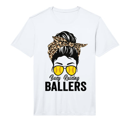 Busy Raising Ballers Softball Messy T-Shirt - Aesthetic Graphic for Adults - T-Shirt, Sweatshirt, Hoodie
