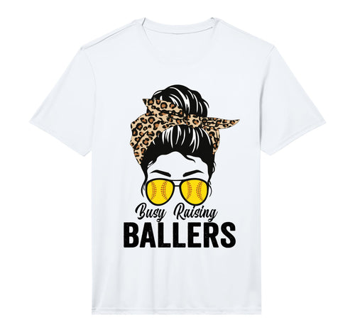 Busy Raising Ballers Softball Messy T-Shirt - Aesthetic Graphic for Adults - T-Shirt, Sweatshirt, Hoodie