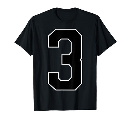 Black Sport Team Number 3 T-Shirt - Aesthetic Graphic for Adults - T-Shirt, Sweatshirt, Hoodie