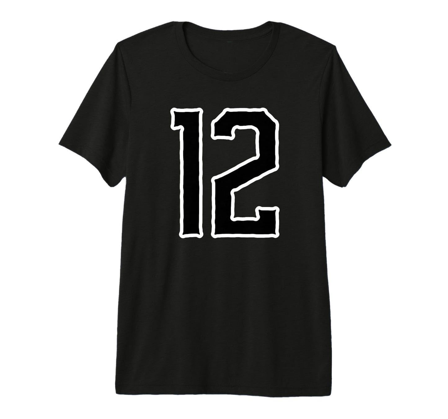 White Black Sport Team Number 12 T-Shirt - Aesthetic Graphic for Adults - T-Shirt, Sweatshirt, Hoodie