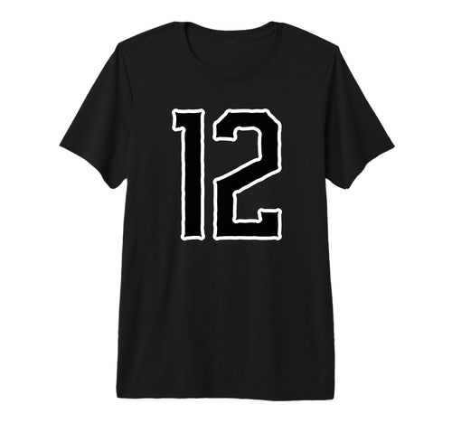 White Black Sport Team Number 12 T-Shirt - Aesthetic Graphic for Adults - T-Shirt, Sweatshirt, Hoodie