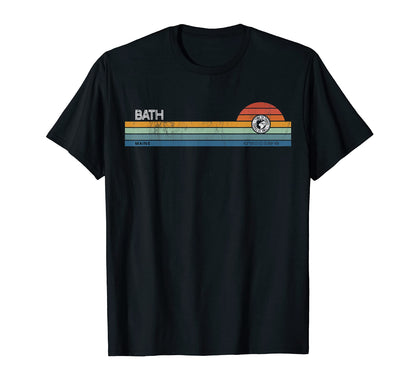 Bath Maine Usa America Sunset Rainbow T-Shirt - Novelty Apparel for Adults - T-Shirt, Sweatshirt, Hoodie