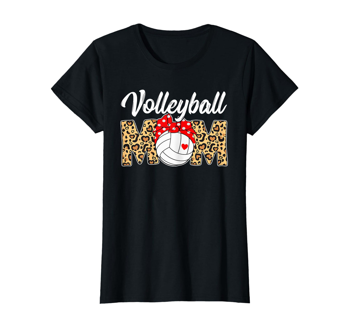 Volleyball Mom Leopard Messy Bun Game T-Shirt - Custom Art Print Men Women - T-Shirt, Sweatshirt, Hoodie