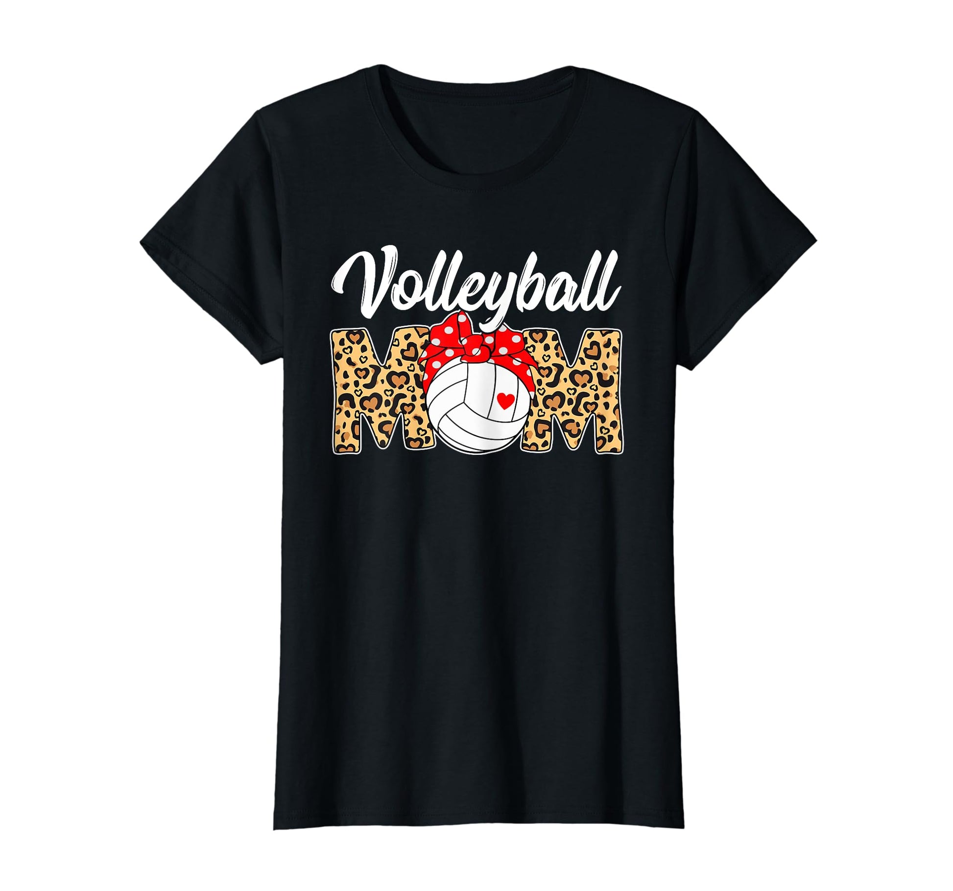 Volleyball Mom Leopard Messy Bun Game T-Shirt - Custom Art Print Men Women - T-Shirt, Sweatshirt, Hoodie