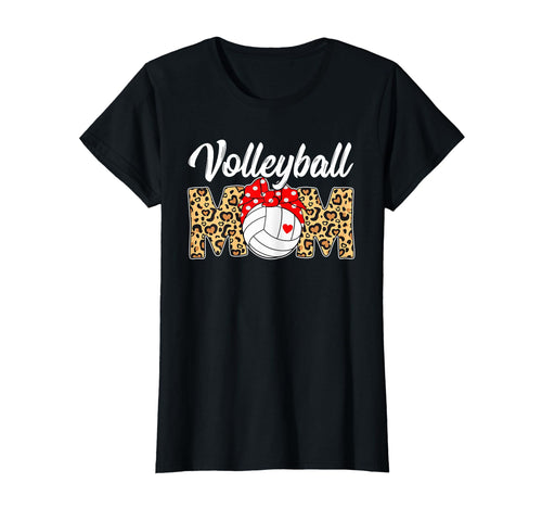 Volleyball Mom Leopard Messy Bun Game T-Shirt - Custom Art Print Men Women - T-Shirt, Sweatshirt, Hoodie