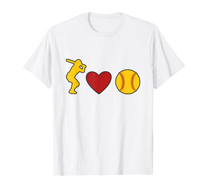I Love Softball Gift Player Coach Mom T-Shirt - Novelty Apparel for Adults - T-Shirt, Sweatshirt, Hoodie