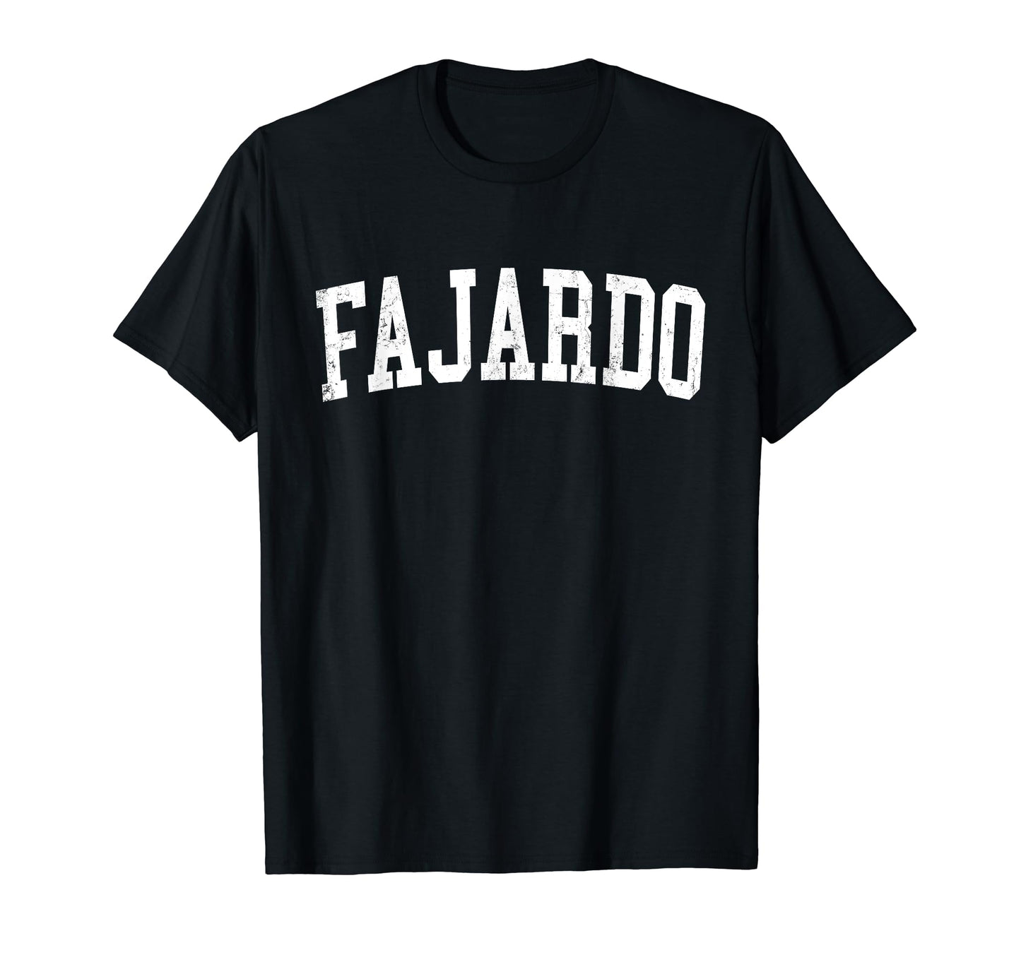 Fajardo Pr Distressed White Varsity T-Shirt - Novelty Apparel for Adults - T-Shirt, Sweatshirt, Hoodie