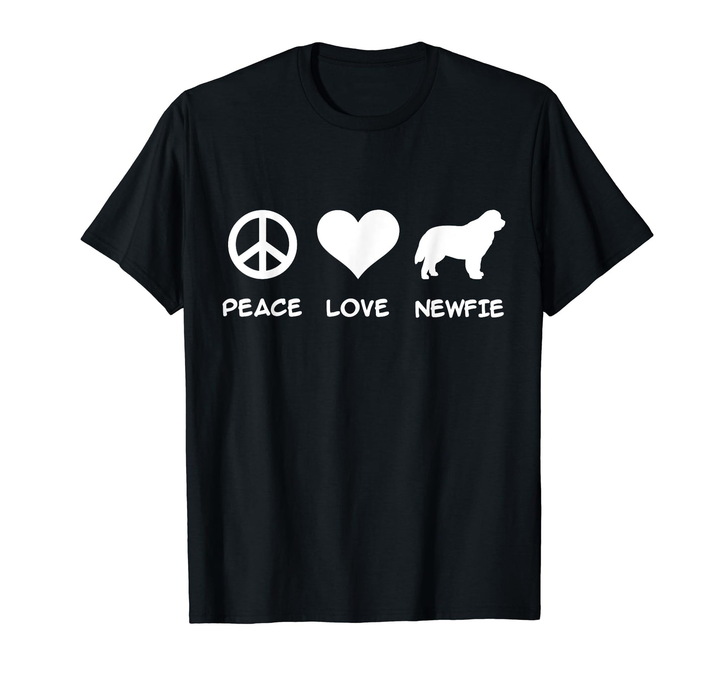 Peace Love Newfie T-Shirt - Novelty Apparel for Adults - T-Shirt, Sweatshirt, Hoodie