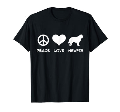 Peace Love Newfie T-Shirt - Novelty Apparel for Adults - T-Shirt, Sweatshirt, Hoodie