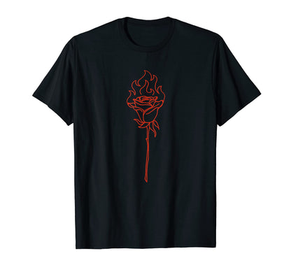 Rose Fire Dark Aesthetic Soft Grunge T-Shirt - Graphic Print for Adults - T-Shirt, Sweatshirt, Hoodie