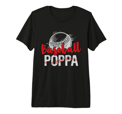 Mens Baseball Poppa Fathers Day Dad T-Shirt - Aesthetic Graphic for Adults - T-Shirt, Sweatshirt, Hoodie