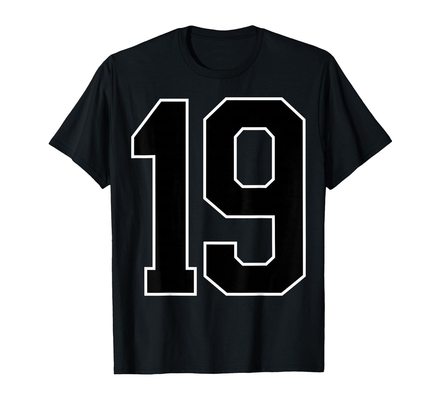 Black Sports Team Number 19 Fan T-Shirt - Unique Graphic for Adults - T-Shirt, Sweatshirt, Hoodie