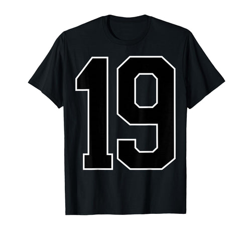 Black Sports Team Number 19 Fan T-Shirt - Unique Graphic for Adults - T-Shirt, Sweatshirt, Hoodie