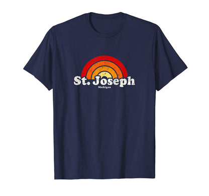 St Joseph Michigan Mi 70S Rainbow T-Shirt - Fun Novelty Design Men Women - T-Shirt, Sweatshirt, Hoodie