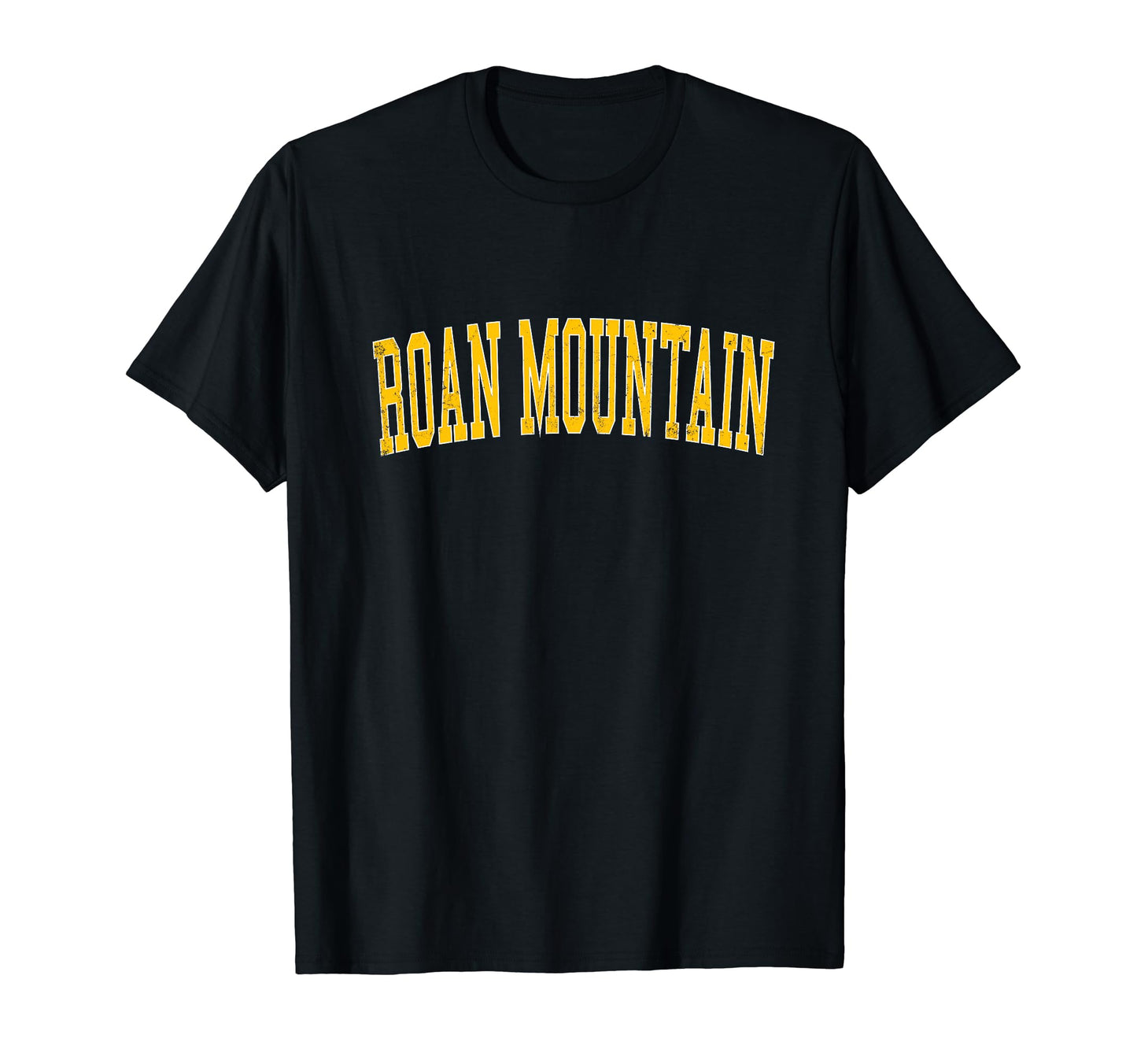 Roan Mountain Distressed Gold Varsity T-Shirt - Custom Art Print Unisex - T-Shirt, Sweatshirt, Hoodie