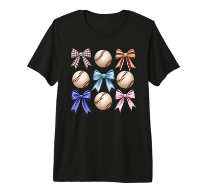 Baseball Coquette Bow Mom Sister Tri T-Shirt - Minimalist Print Men Women - T-Shirt, Sweatshirt, Hoodie