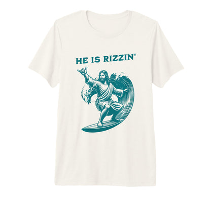He Is Rizzin Jesus Surfing Funny Easter T-Shirt - Unique Graphic Men Women - T-Shirt, Sweatshirt, Hoodie