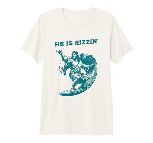 He Is Rizzin Jesus Surfing Funny Easter T-Shirt - Unique Graphic Men Women - T-Shirt, Sweatshirt, Hoodie