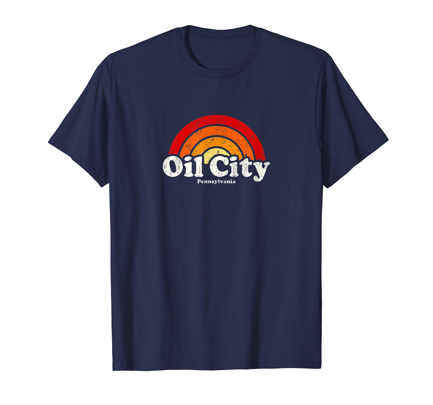 Oil City Pennsylvania Pa 70S Rainbow T-Shirt - Aesthetic Graphic Unisex - T-Shirt, Sweatshirt, Hoodie