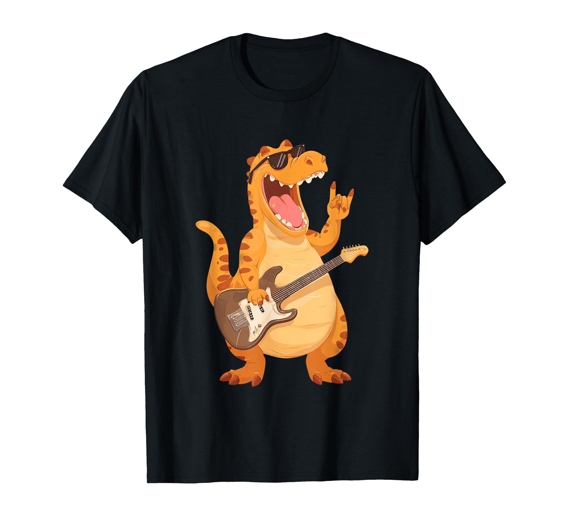 Funny Dinosaur Rock Music T Rex T-Shirt - Fun Novelty Design for Adults - T-Shirt, Sweatshirt, Hoodie