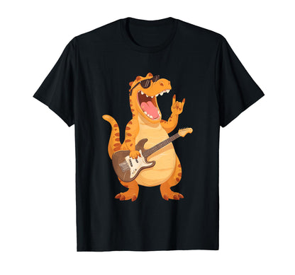 Funny Dinosaur Rock Music T Rex T-Shirt - Fun Novelty Design for Adults - T-Shirt, Sweatshirt, Hoodie