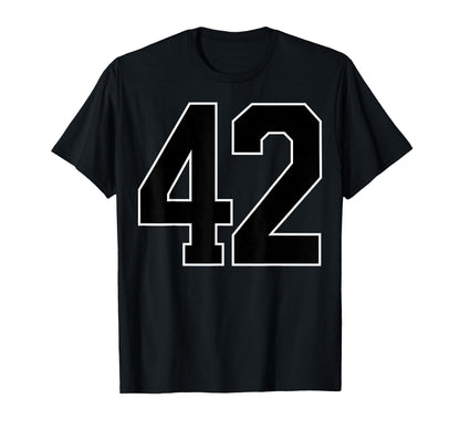 Black Sports Team Number 42 Fan T-Shirt - Aesthetic Graphic for Adults - T-Shirt, Sweatshirt, Hoodie