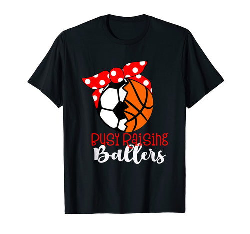 Busy Raising Ballers Red Bow Soccer T-Shirt - Novelty Apparel Unisex - T-Shirt, Sweatshirt, Hoodie