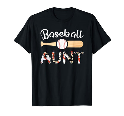Baseball Aunt Funny Leopard T-Shirt - Fun Novelty Design for Adults - T-Shirt, Sweatshirt, Hoodie
