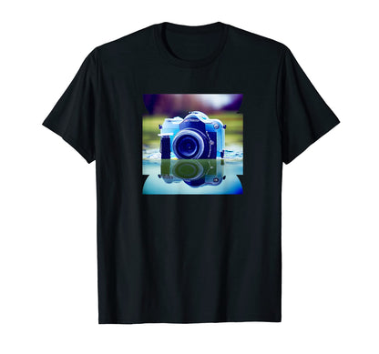 Camera Blue Purple Photography Photo T-Shirt - Trendy Graphic for Adults - T-Shirt, Sweatshirt, Hoodie