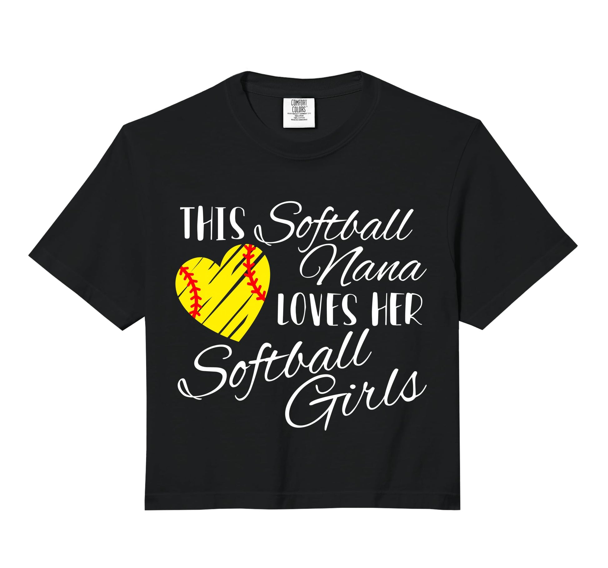 Nana Softball Love Comfort Colors Crop Hoodie - Trendy Graphic Men Women - T-Shirt, Sweatshirt, Hoodie