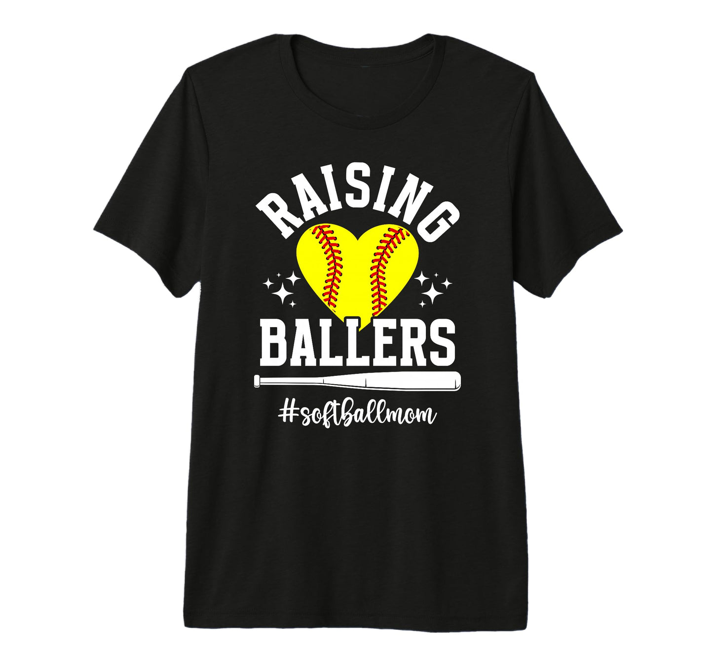 Raising Ballers Softball Mom T-Shirt - Aesthetic Graphic for Adults - T-Shirt, Sweatshirt, Hoodie