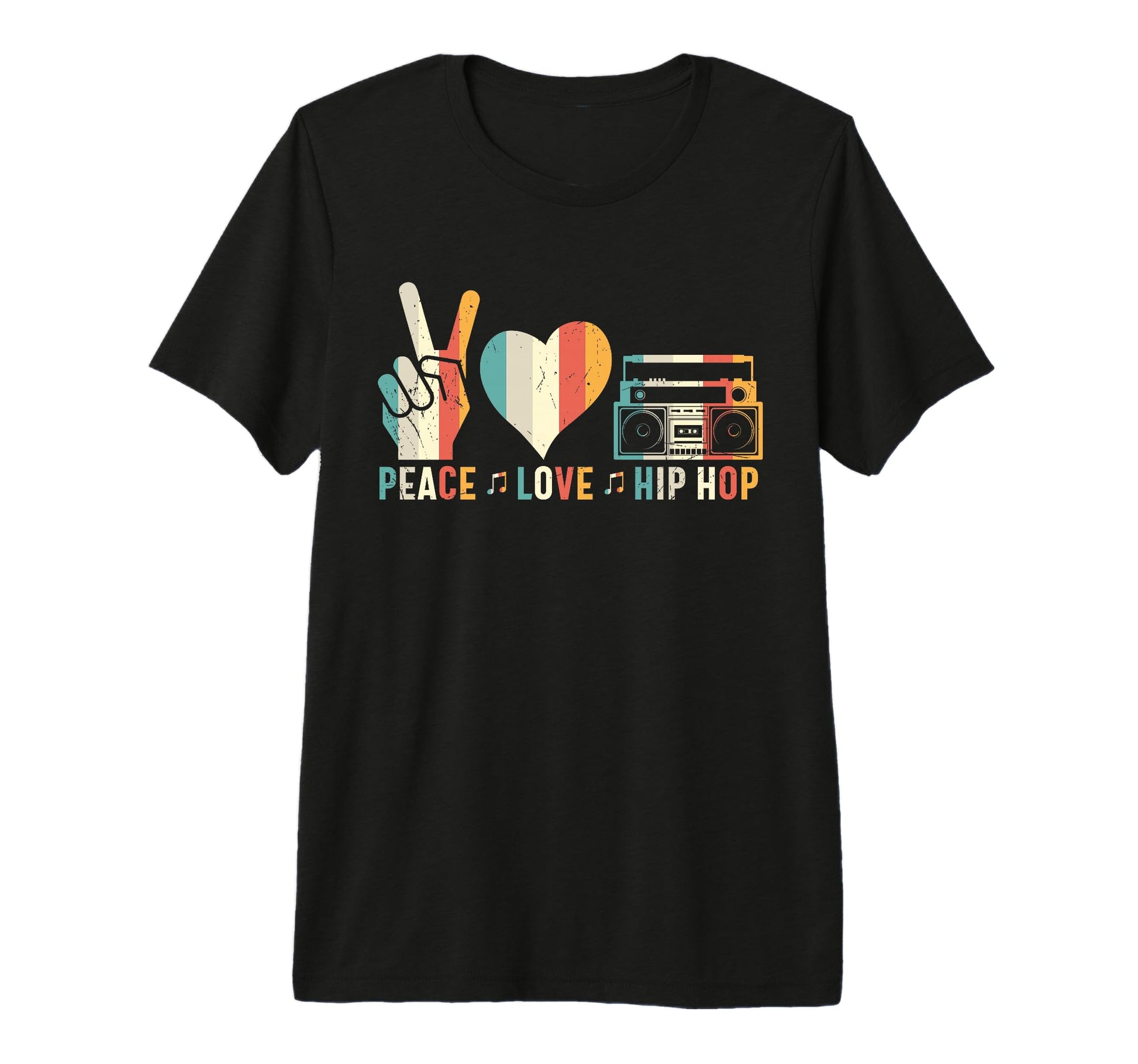 80S Old School Peace Love Hip Hop T-Shirt - Fun Novelty Design for Adults - T-Shirt, Sweatshirt, Hoodie