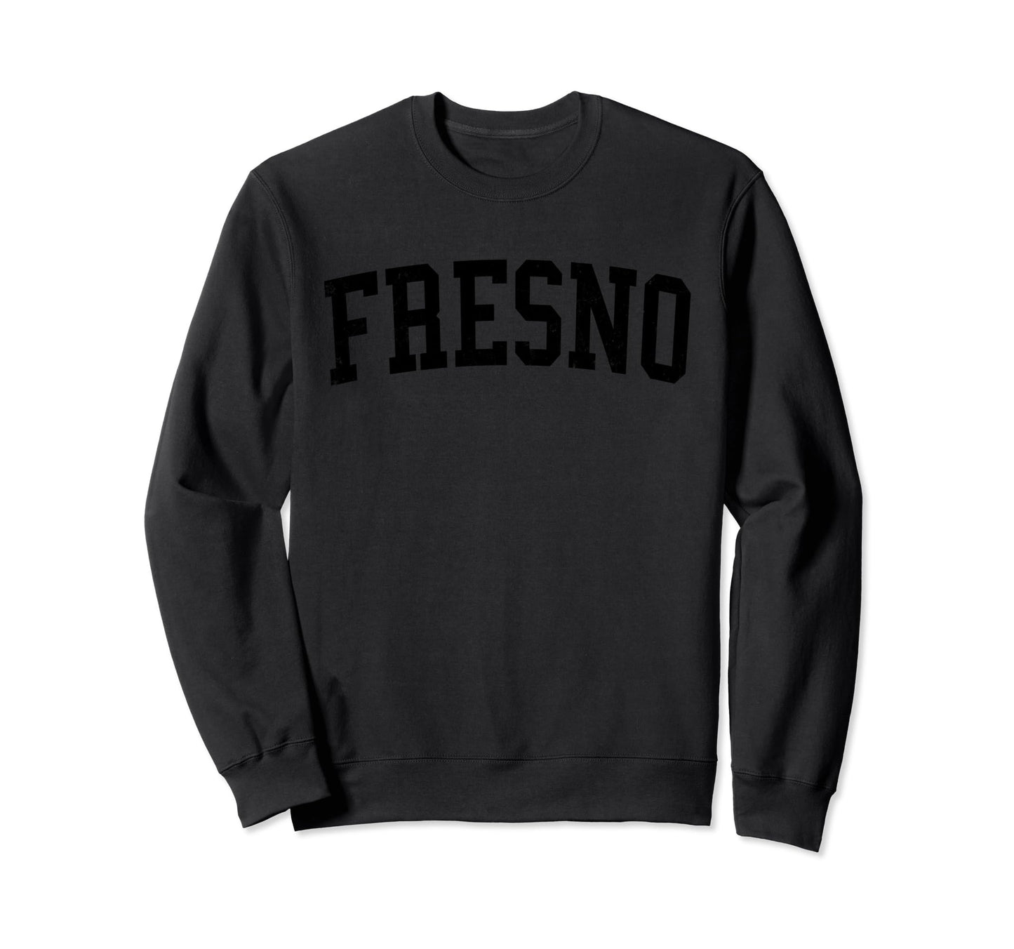 Fresno Ca Distressed Black Varsity Sweatshirt - Unique Graphic for Adults - T-Shirt, Sweatshirt, Hoodie