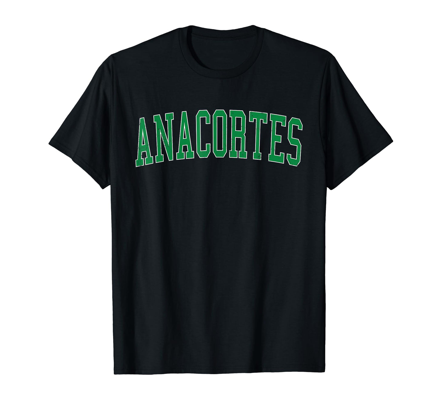 Anacortes Wa Distressed Green Varsity T-Shirt - Minimalist Print for Adults - T-Shirt, Sweatshirt, Hoodie