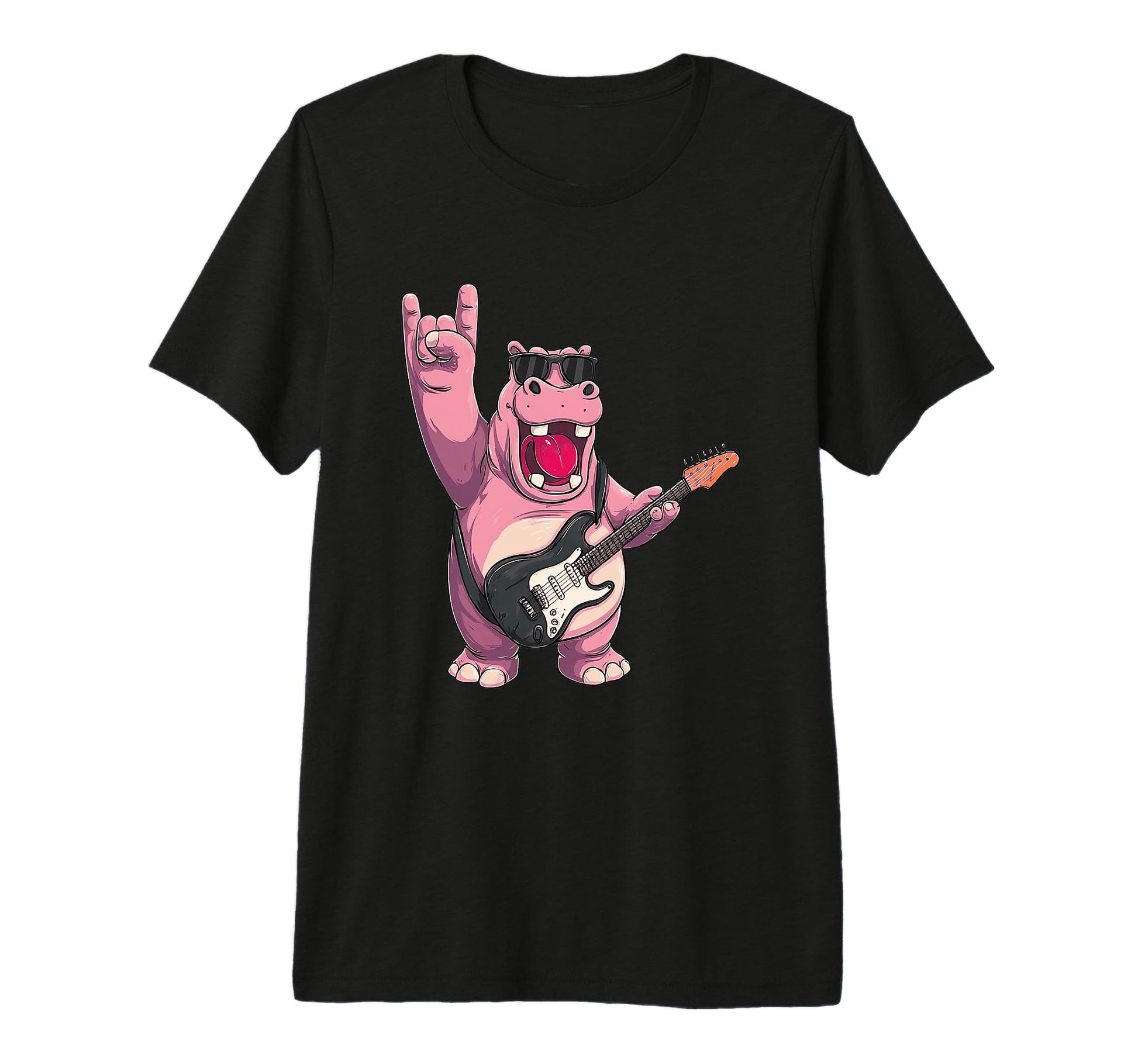 Hippo Guitar Player Rock Music Tri Blend T-Shirt - Streetwear Style Unisex - T-Shirt, Sweatshirt, Hoodie